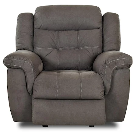 Casual Tufted Gray Reclining Rocker Chair